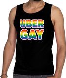 Bellatio Decorations Uber gay gay pride tanktop/mouwloos shirt - zwart regenboog homo singlet voor heren - LHBT XXL