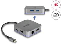 Delock USB Type-C™ Docking Station for Mobile Devices 4K - HDMI / Hub / LAN / PD 3.0 with LED illumination