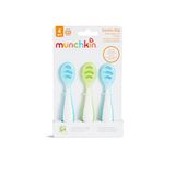 Munchkin Gentle Diplepels met meerdere niveaus, ergonomisch, ideaal voor baby's en kinderen, BPA-vrij, blauw en groen, 3 stuks