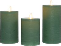 Annas Collection Bougie pilier USB cire d7,5 cm jade set de 3