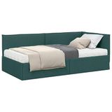 vidaXL Hoekbedframe met Matras Donkergroen Fluweel 80 x 200 cm