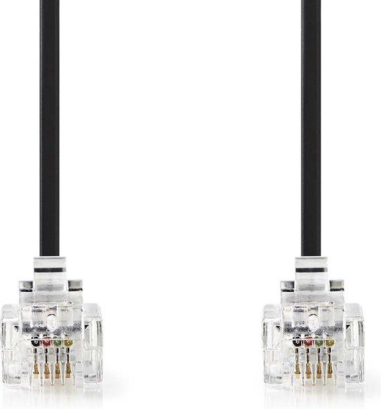 Nedis Telecomkabel - RJ11 Male - RJ11 Male - 10.0 m - Plat - Goud Verguld - Zwart