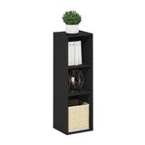 Furinno Fulda 3-laags ruimtebesparende opbergplank, boekenkast, 25 cm breed, zwart hout