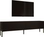 3xE living meuble TV sur pieds 170 cm, 2 portes, noir mat/pieds noirs, 170 x 32 x 52 cm