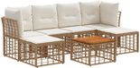vidaXL Hoek loungeset 6 zitplaatsen Polyester Naturel et Crème Blanc