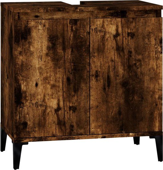 vidaXL Wastafelkast 58x33x60 cm bewerkt hout gerookt eikenkleurig