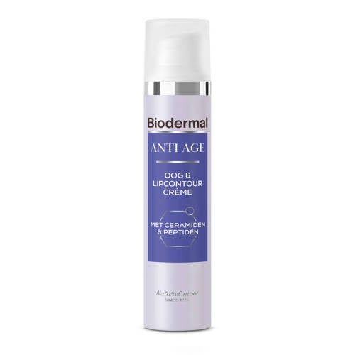 Biodermal Anti Age Oog- en Lipcontourcrème - 15ml - Vermindert Rimpels, Wallen & Donkere Kringen - Unisex