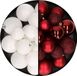 Decoris Kaemingk B.V. Kerstballen 60x stuks - mix donkerrood/wit - 4-5-6 cm - kunststof - kerstversiering