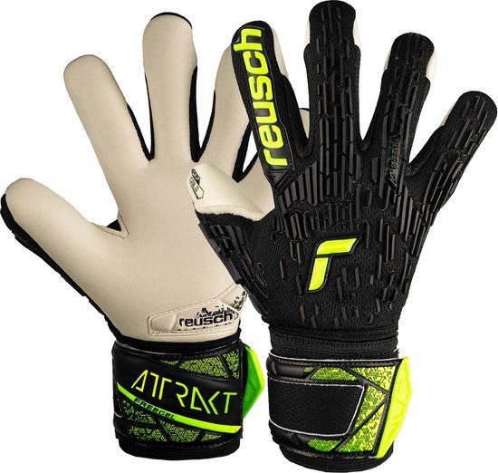 Reusch Attrakt Freegel Gold Junior Keepershandschoenen - Zwart/Geel - Kinderen