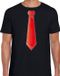 Bellatio Decorations Verkleed t-shirt voor heren - stropdas rood - zwart - carnaval - foute party XL