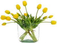 Unyqoos® Tulipes artificielles réalistes – jaune, plastique, 40 cm