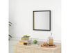 HOMCOM Miroir mural carré 50 x 50 cm, cadre en bois noir, idéal pour la salle de bain, salon ou chambre