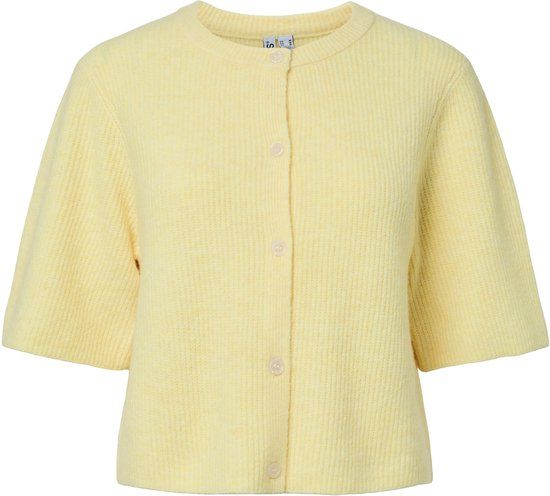 Pieces Vest Pcsilly Ss O-neck Knit Cardigan Noo 17158220 Pale Banana/melange Dames Maat - XXL