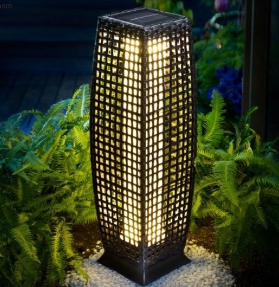 Monzana Solar tuinlamp wicker hoogte 80cm