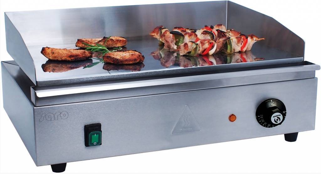 Saro Grillplaat Elektrisch RVS | Glad | 2400W | 550x380x240 h mm