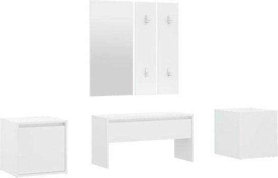 vidaXL Garderobe set bewerkt hout wit
