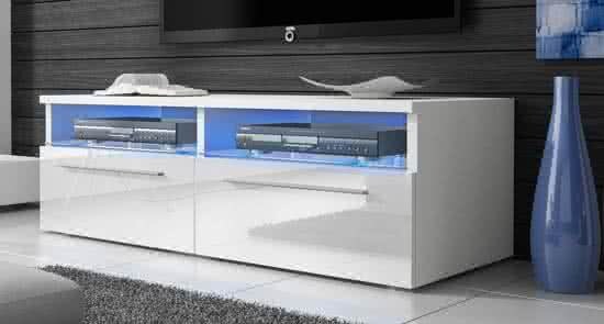 vdd TV meubel dressoir Sieno met LED verlichting body wit front hoogglans wit
