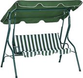 Merkloos Schommelbank - Tuinschommel - Schommelstoelen - 3-zits - met Gevoerde Kussens - Verstelbaar Zonnedak - Stalen Frame - Duurzaam - Weerbestendig - UV-bescherming - 170 x 110 x 153 cm - Groen