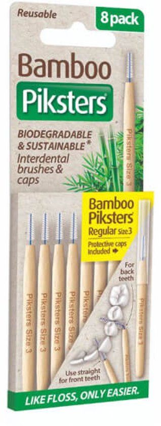 Piksters Bamboe Rechte Ragers - Maat 3 - Geel - 8 stuks