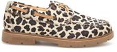 Woden Johanne Animal Dames Bootschoenen Leer Luipaard Veters