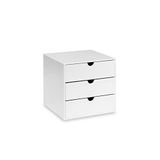 OSCO Witte hoogglanzende kunststof kubus | 3 laden | niet A4-formaat | kleine artikelopslag | stapelbaar | Lego doos | make-up container | sieradendoos | Compacte organizer | 16,5 x 16,5 cm | 6,5 x