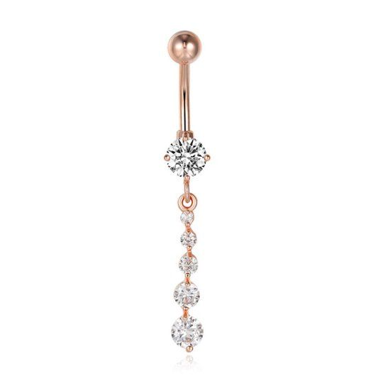 Cilla Jewels Cilla Navelpiercing van Edelstaal - Zirkonia Rosegoudkleurig