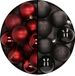 Merkloos / Sans marque Billiet - Vanlaere Kerstballen Mix 24x - kunststof - donkerrood en zwart - 6 cm - mat - glans - glitter - onbreekbaar