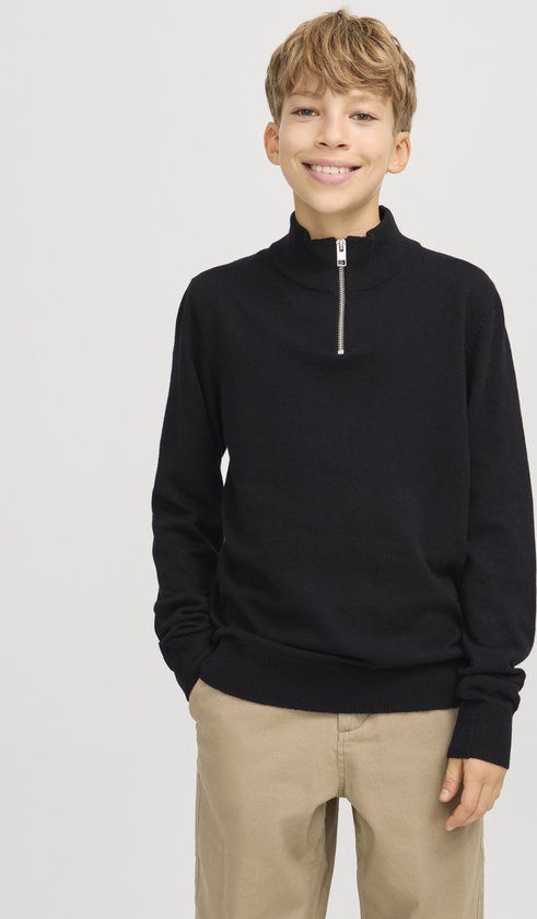 JACK&JONES JJEEMIL KNIT HALF ZIP NOOS JNR Jongens Truien Zwart 164