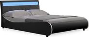 en.casa Valencia - LED - Bedframe kunstleer 140x200 cm zwart