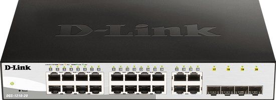 D-Link DGS-1210-20 16-port Gigabit Smart+ Switch incl. 4 SFP - Zwart