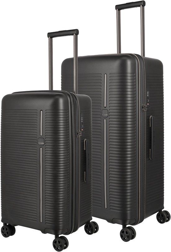 Travelite Roomer 4 wielen Kofferset 2-delig - Harde bagage - TSA slot - zwart