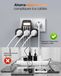 SURIGHT 7-in-1 stekkerdoos - 2 USB - Plat - 3-voudig - Meervoudig stopcontact met LED - Drievoudige oplader - 3680 W - Zwart
