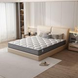 TEENO Matras 90 x 190 cm, pocketvering, traagschuim en veren, ergonomisch, ademend, hypoallergeen, comfort, ultrazacht, hoge rebound ondersteuning