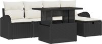 vidaXL - Tuinbank - Set - 6 - st - Zwart - poly - rattan