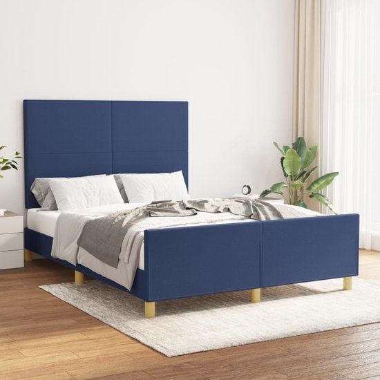 vidaXL Bedframe Stof Blauw 140x190 cm