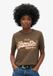 Superdry Versierd VL Graphic T-shirt Dames Korte Mouw Katoen Ronde Hals Regular Fit Casual Herfst/Winter 2024 Deep Khaki Green Slub