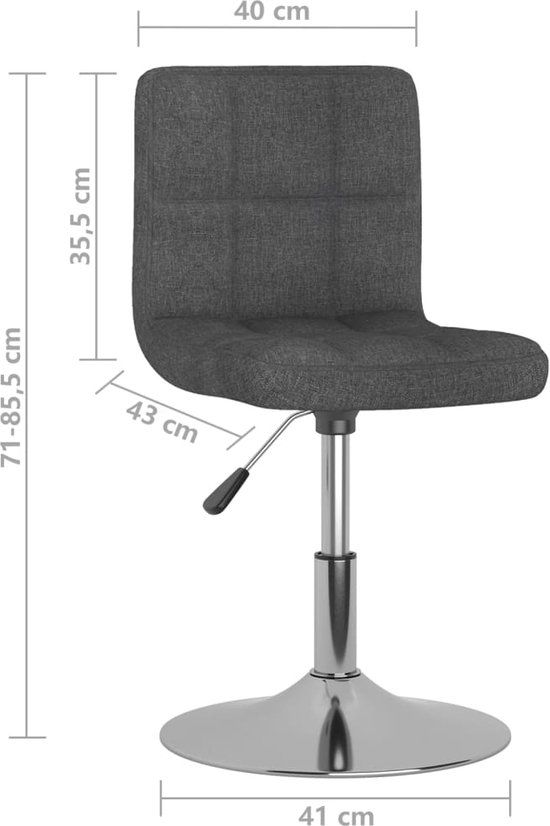 vidaXL Eetkamerstoelen draaibaar 2 stuks stof donkergrijs