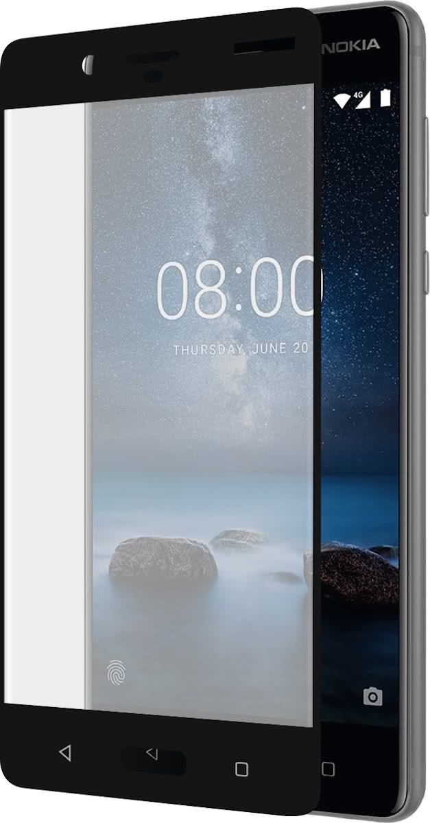 Azuri Nokia 8 Screenprotector Curved Gehard Glas Duo Zwart