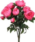 Mica Decorations Kunstbloemen boeket pioenfuchsian - fuchsia - 55 cm