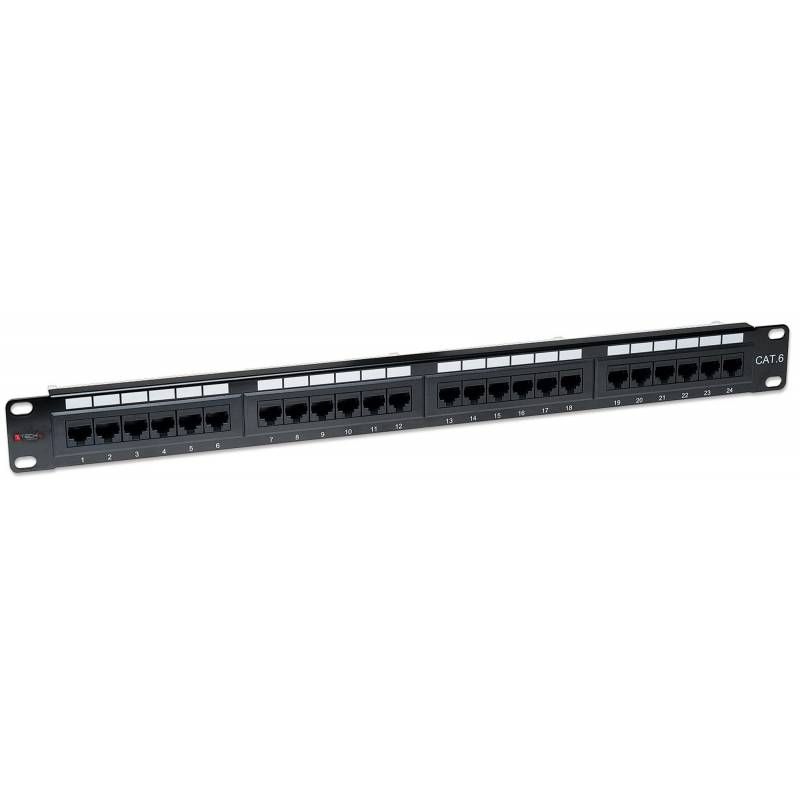 Techly 24 x RJ45 Cat.6 Patch Panel - Zwart