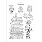 Stamperia International Stamperia-Soft Mould-Sir Vagabond in Japan-Pagoda, Wit, A4