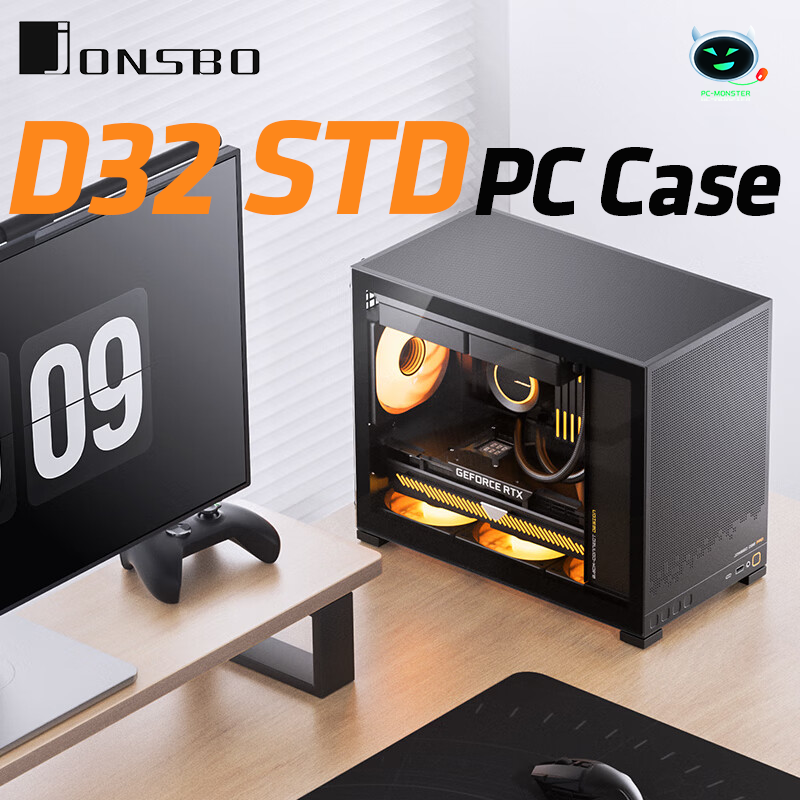 JONSBO D32 STD - Zwart - MATX Desktop PC Behuizing - Transparant - Verstelbaar moederbord - ATX Power