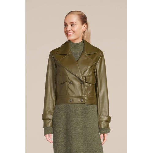 ONLY ONLKIM Imitation Leather Jacket - Green