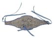 Petra's knutsel-News A-FBF16F8750 flessenband, "Van het hart alles Gute", grijs gemêleerd viltband met donkerblauwe ruiten geregen