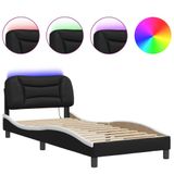 VidaXL Bedframe met LED zonder matras "Hvar" Zwart en Wit 90x200 cm
