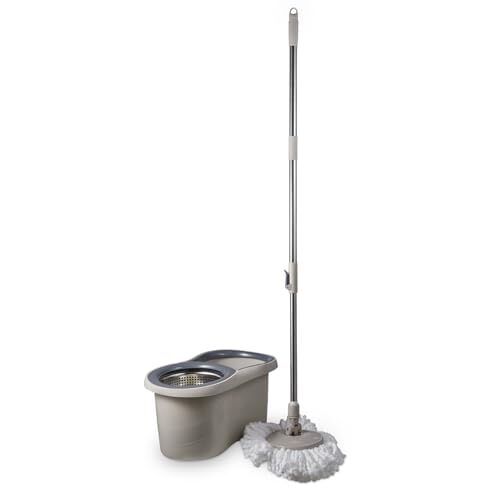 Tower Tower T869001MSH Cavaletto Classic Spin Mop met RVS Wringer en Opvouwbare Handvat, Latte