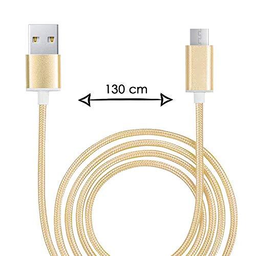 Ph26 Micro-USB-kabel voor Oppo A9x USB-kabel, gevlochten, nylon, 1,3 meter, oplaad-/synchronisatiekabel, snelle gegevensoverdracht, goudkleurig