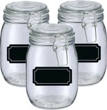 Zeller Weckpotten/inmaakpotten - 6x - 1L - glas - met beugelsluiting - incl. etiketten