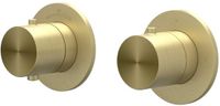 IVY Concord Afbouwdeel Inbouwthermostaat met 2-Weg Stop-Omstel Symmetry met Ronde Rozetten - RVS 316 Geborsteld Mat Goud PVD
