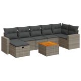 vidaXL 8-delige Loungeset met kussens, polyrattan, grijs